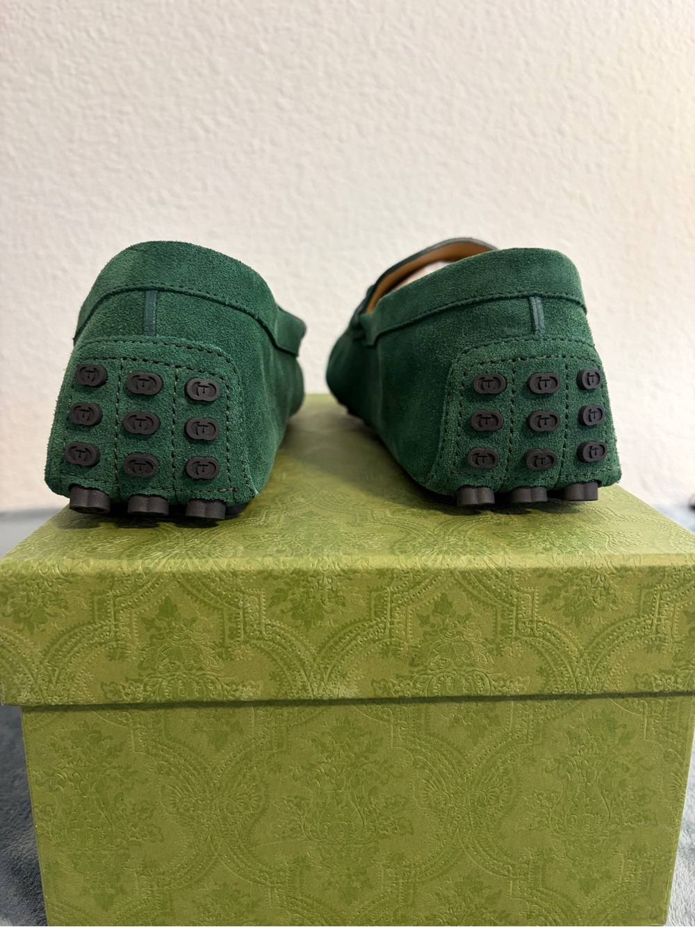 Brand New Men’s Gucci Driver Horsebit Suede Vintage Green Sz 11.5 (US 12) - Picture 4 of 8